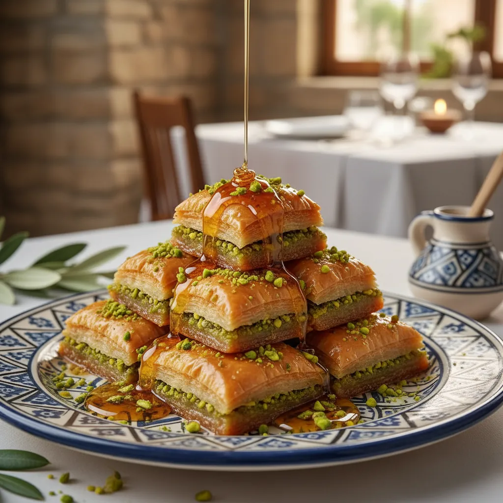 Baklava met honing en pistache